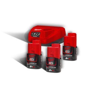 Енергокомплект MILWAUKEE M12 NRG-303 (B3 3 шт. +З/С12С) 4933459207 фото