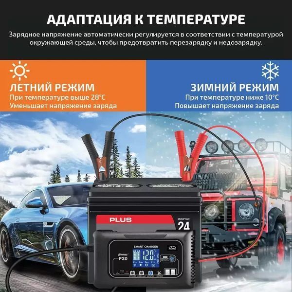 Розумний зарядний пристрій HTRC P20 для AGM, LiFePO4 для гелевих, літієвих і олив'яних акумуляторів 090115379 фото