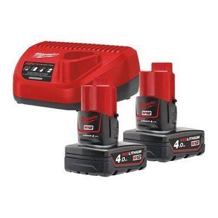 Енергокомплект Milwaukee M12 NRG-402 (B4 2 шт + НЗ/С С12С) 4933459211 фото